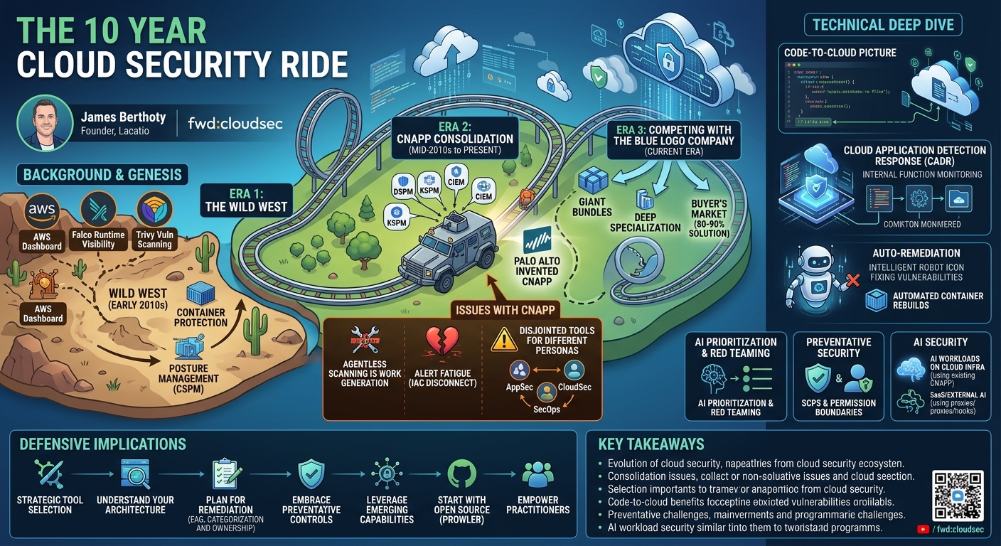 Visual summary for Are We There Yet? Lessons from the 10 Year Cloud Security Ride by James Berthoty