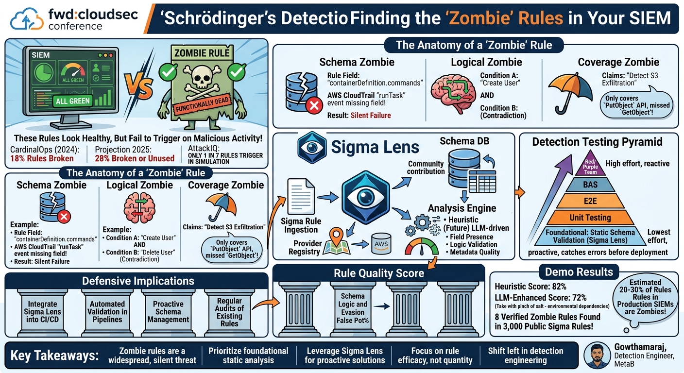 Visual summary for Schrödinger’s Detection: Finding the "Zombie" Rules in Your SIEM by Gowthamaraj