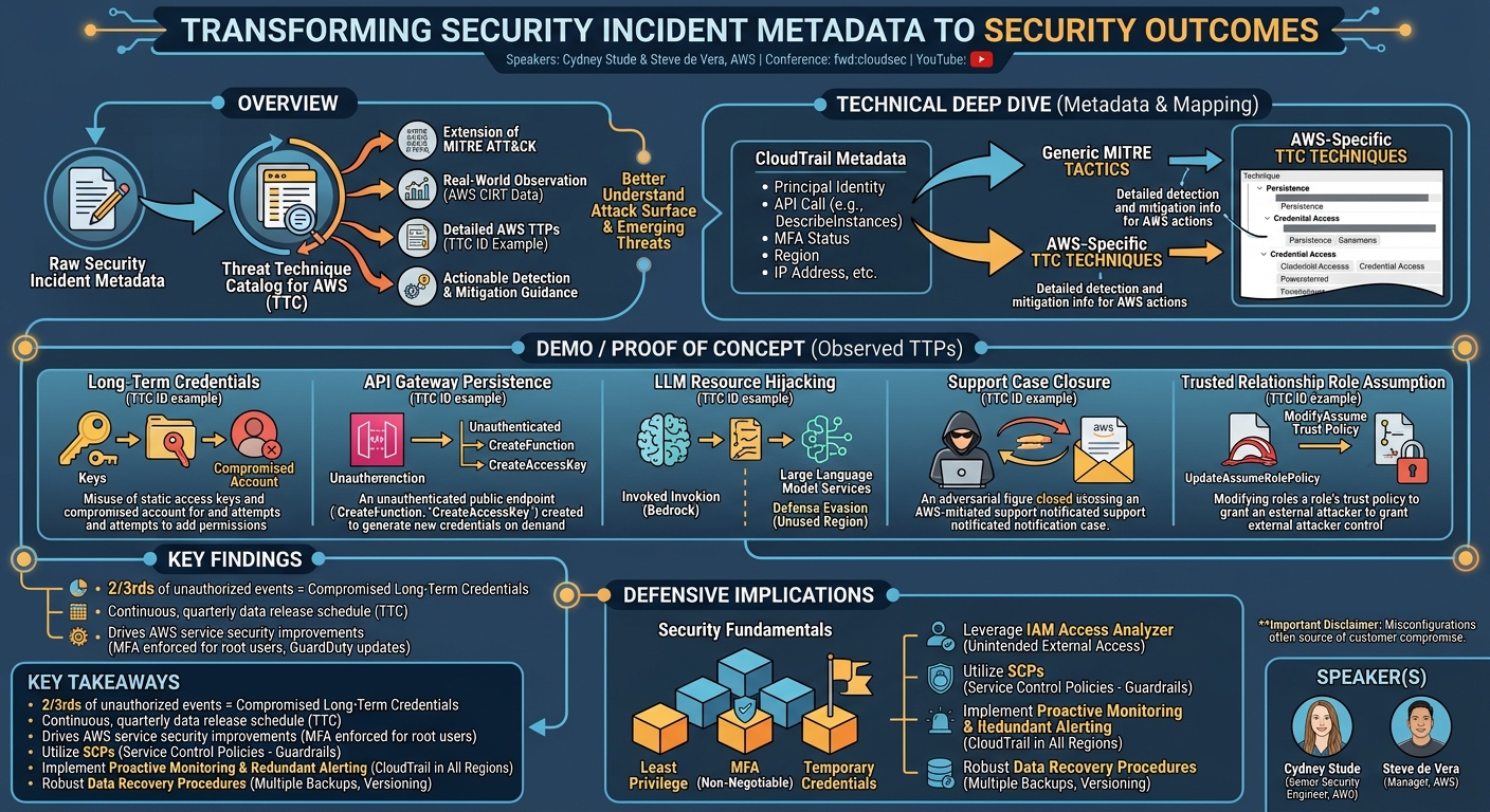 Visual summary for Transforming Security Incident Metadata to Security Outcomes by Cydney Stude, Steve de Vera