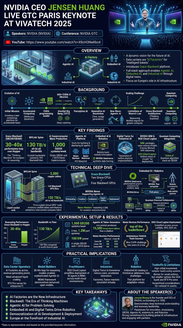 Visual summary for NVIDIA CEO Jensen Huang Live GTC Paris Keynote at VivaTech 2025 by Jensen Huang