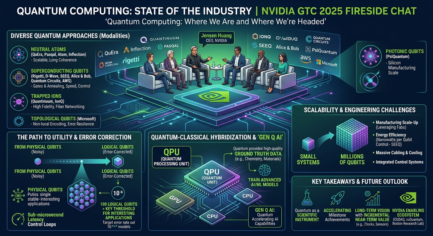 Visual summary for Quantum Computing: Where We Are and Where We’re Headed | NVIDIA GTC 2025 Fireside Chat by Jensen Huang