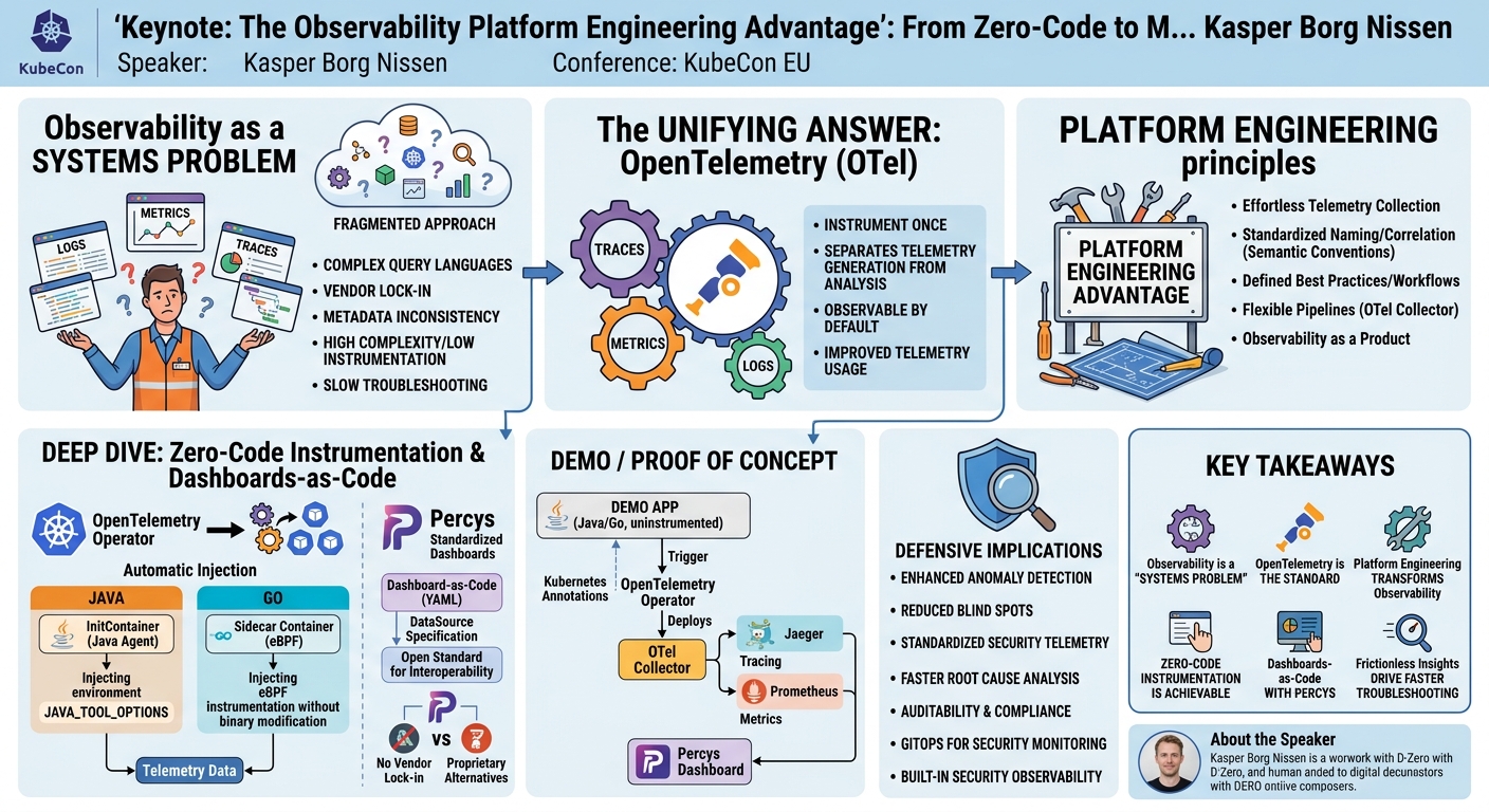 Visual summary for Keynote: The Observability Platform Engineering Advantage: From Zero-Code to M... Kasper Borg Nissen by Kasper Borg Nissen