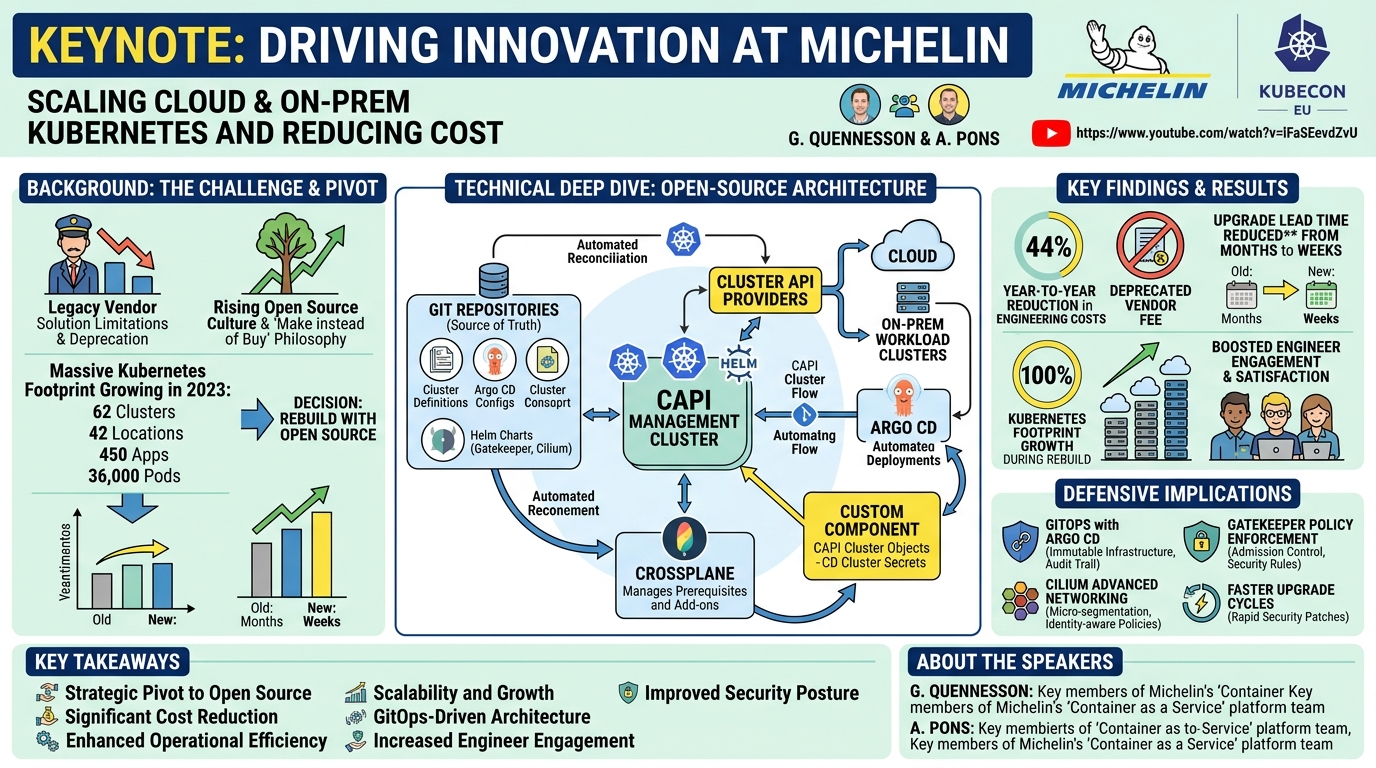 Visual summary for Keynote: Driving Innovation at Michelin: How We Scaled Cloud & On-Prem In... G. Quennesson & A. Pons by G. Quennesson, A. Pons