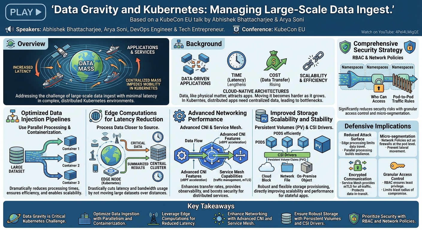 Visual summary for Data Gravity and Kubernetes: Managing Large-Scale Data Ingest... Abhishek Bhattacharjee & Arya Soni by Abhishek Bhattacharjee, Arya Soni
