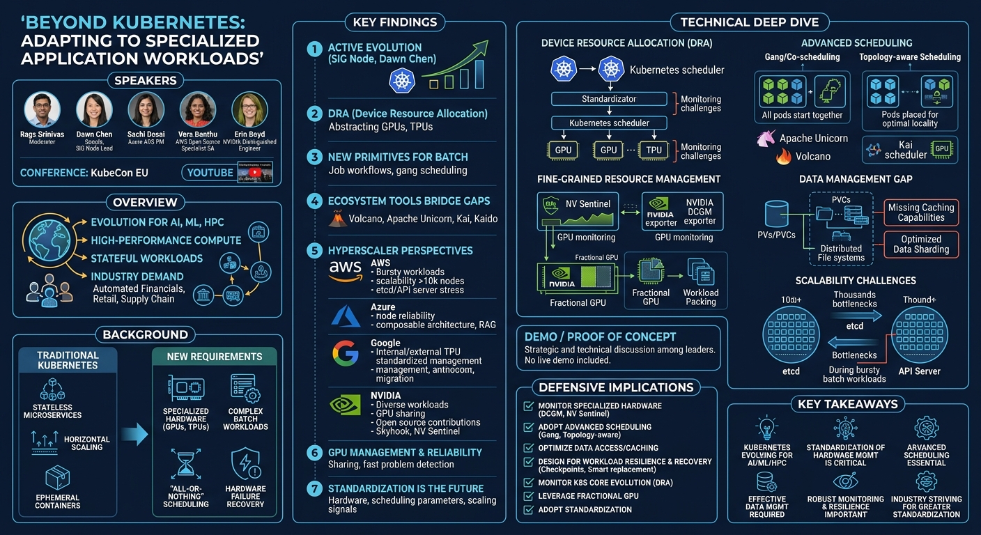 Visual summary for Beyond Kubernetes: Adapting To Spe... Rags Srinivas, Dawn Chen, Sachi Desai, Vara Bonthu & Erin Boyd by Rags Srinivas, Dawn Chen, Sachi Desai, Vara Bonthu, Erin Boyd
