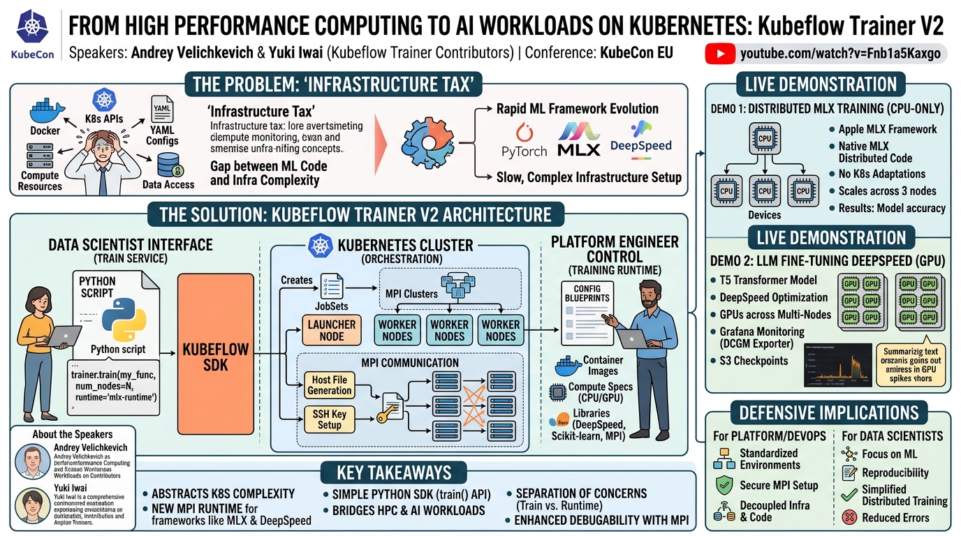 Visual summary for From High Performance Computing To AI Workloads on Kubernetes: M... Andrey Velichkevich, & Yuki Iwai by Andrey Velichkevich,, Yuki Iwai