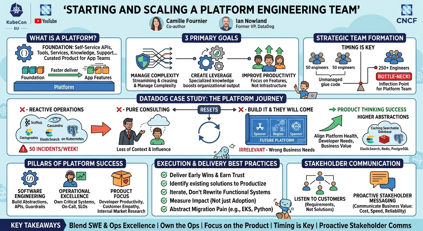 Visual summary for Starting and Scaling a Platform Engineering Team - Camille Fournier & Ian Nowland by Camille Fournier, Ian Nowland