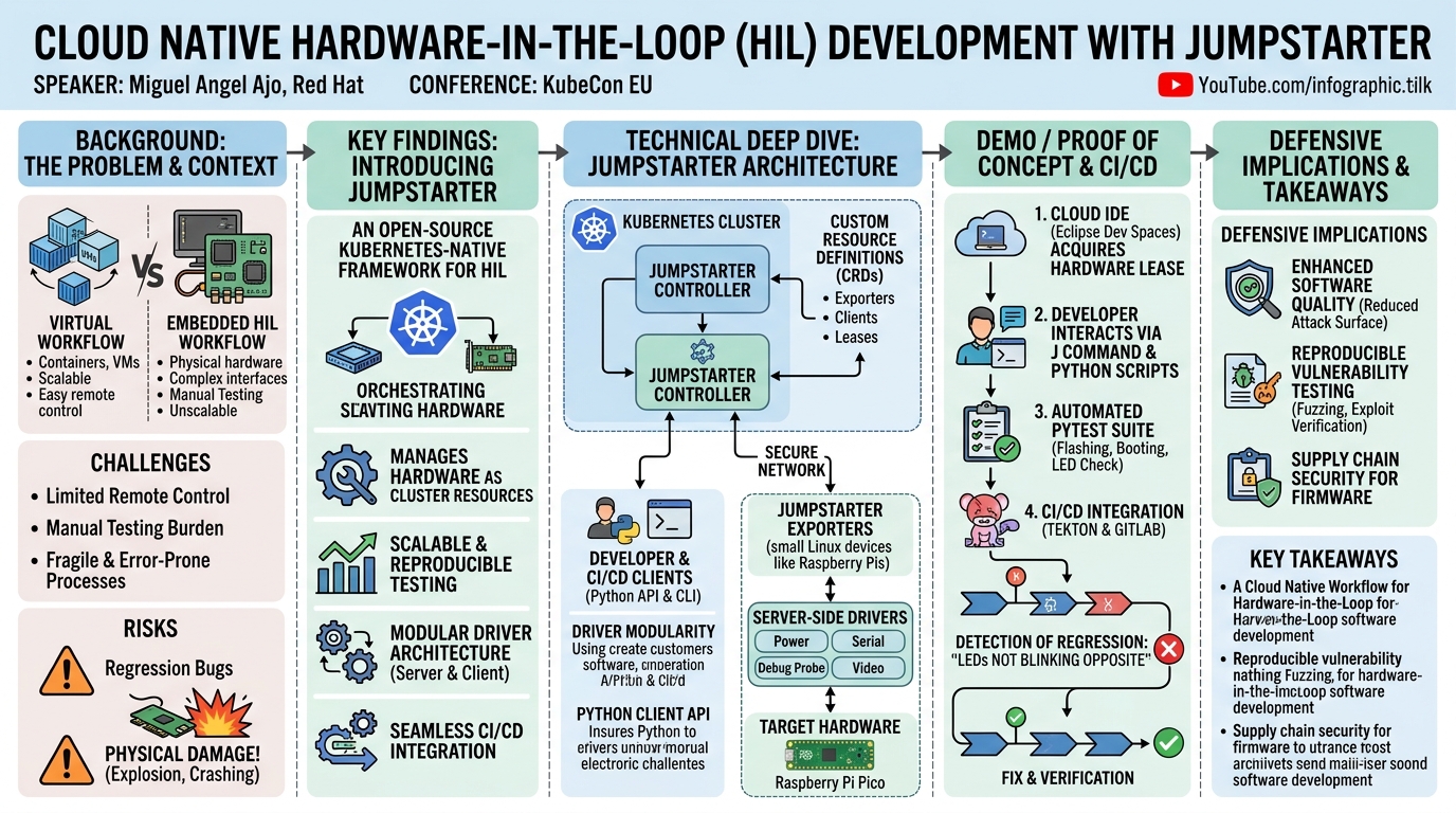 Visual summary for A Cloud Native Workflow for Hardware-in-the-Loop Software Development - Miguel Angel Ajo, Red Hat by Miguel Angel Ajo, Red Hat