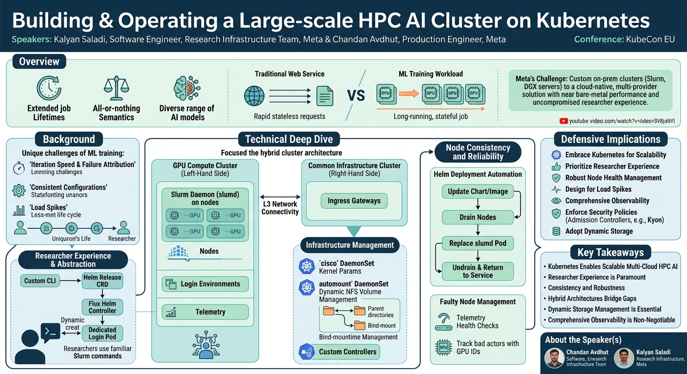 Visual summary for Building & Operating a Large-scale HPC AI Cluster on Kubernetes - Kalyan Saladi & Chandan Avdhut by Kalyan Saladi, Chandan Avdhut