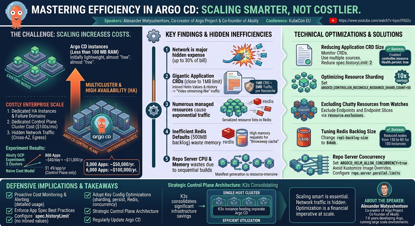 Visual summary for Mastering Efficiency in Argo CD: Scaling Smarter, Not Costlier - Alexander Matyushentsev, Akuity by Alexander Matyushentsev, Akuity