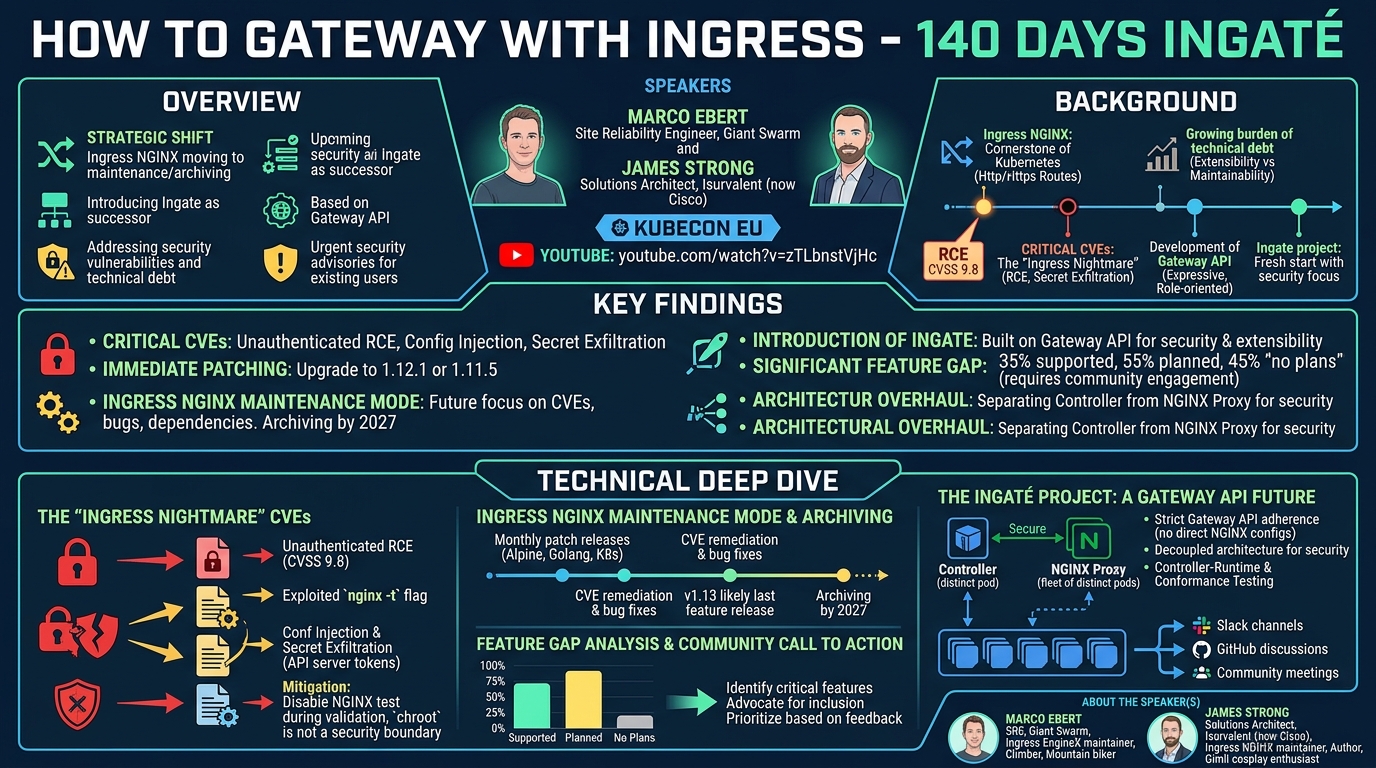 Visual summary for How To Gateway With Ingress - 140 Days InGate - Marco Ebert & James Strong by Marco Ebert, James Strong