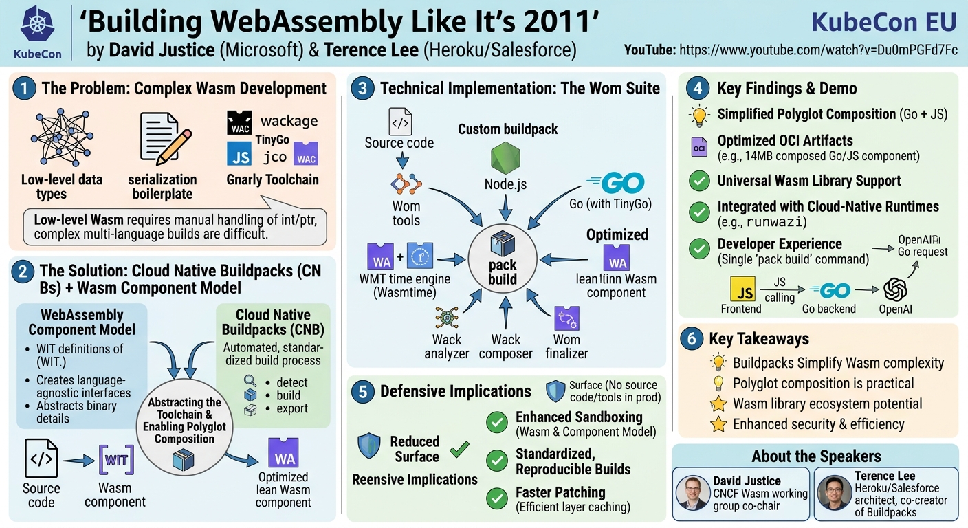 Visual summary for Building WebAssembly Like It's 2011 - David Justice, Microsoft & Terence Lee, Heroku/Salesforce by David Justice, Microsoft, Terence Lee, Heroku/Salesforce