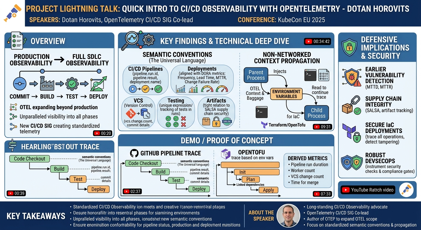 Visual summary for Project Lightning Talk: Quick Intro to CI/CD Observability with OpenTelemetry - Dotan Horovits by Dotan Horovits
