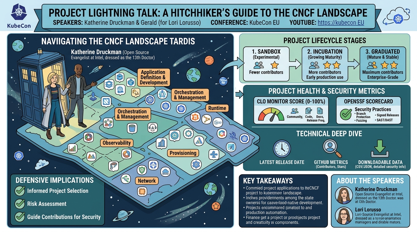 Visual summary for Project Lightning Talk: A Hitchhiker's Guide to the CNCF Landsc... Katherine Druckman & Lori Lorusso by Katherine Druckman, Lori Lorusso
