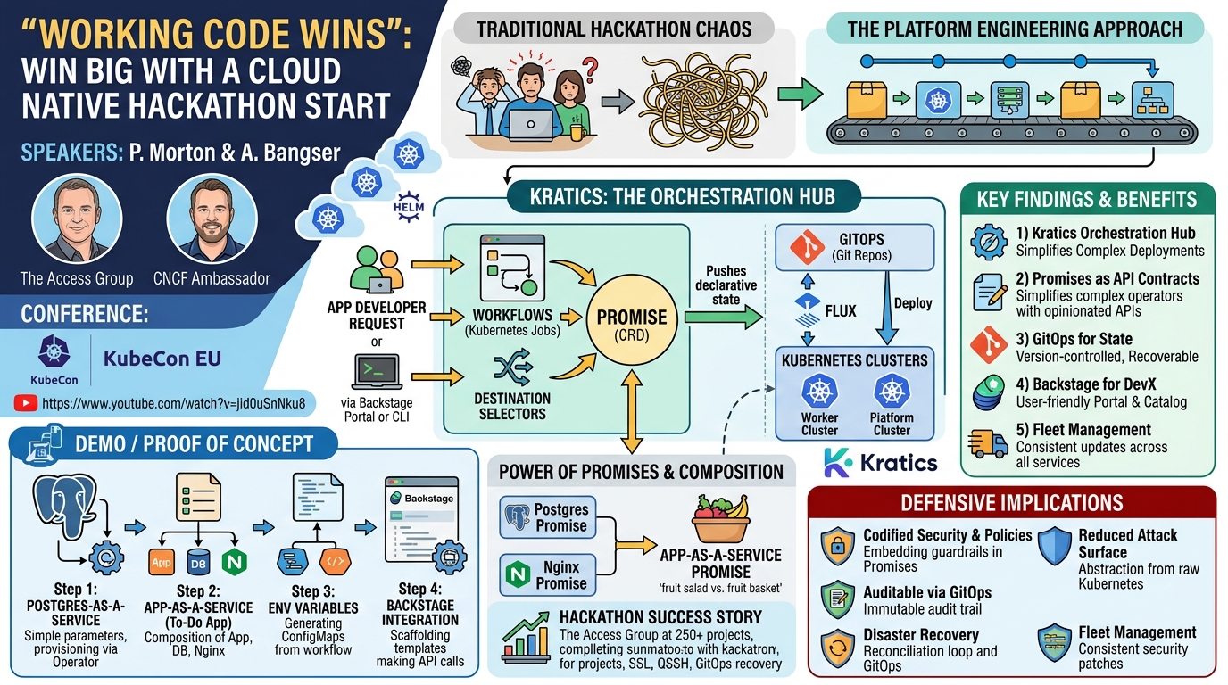 Visual summary for Tutorial: "Working Code Wins": Win Big With a Cloud Native Hackathon Start... P. Morton & A. Bangser by P. Morton, A. Bangser