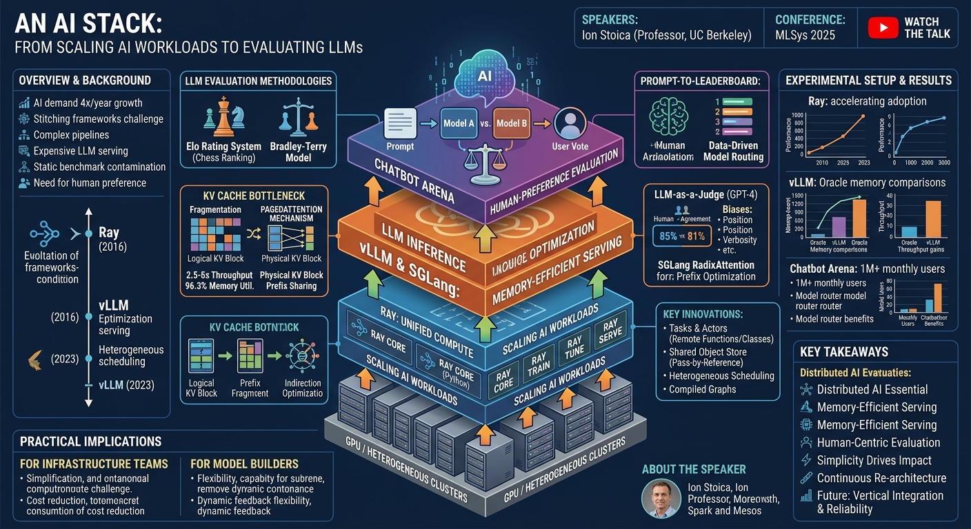 Visual summary for An AI Stack: From Scaling AI Workloads to Evaluating LLMs by Ion Stoica