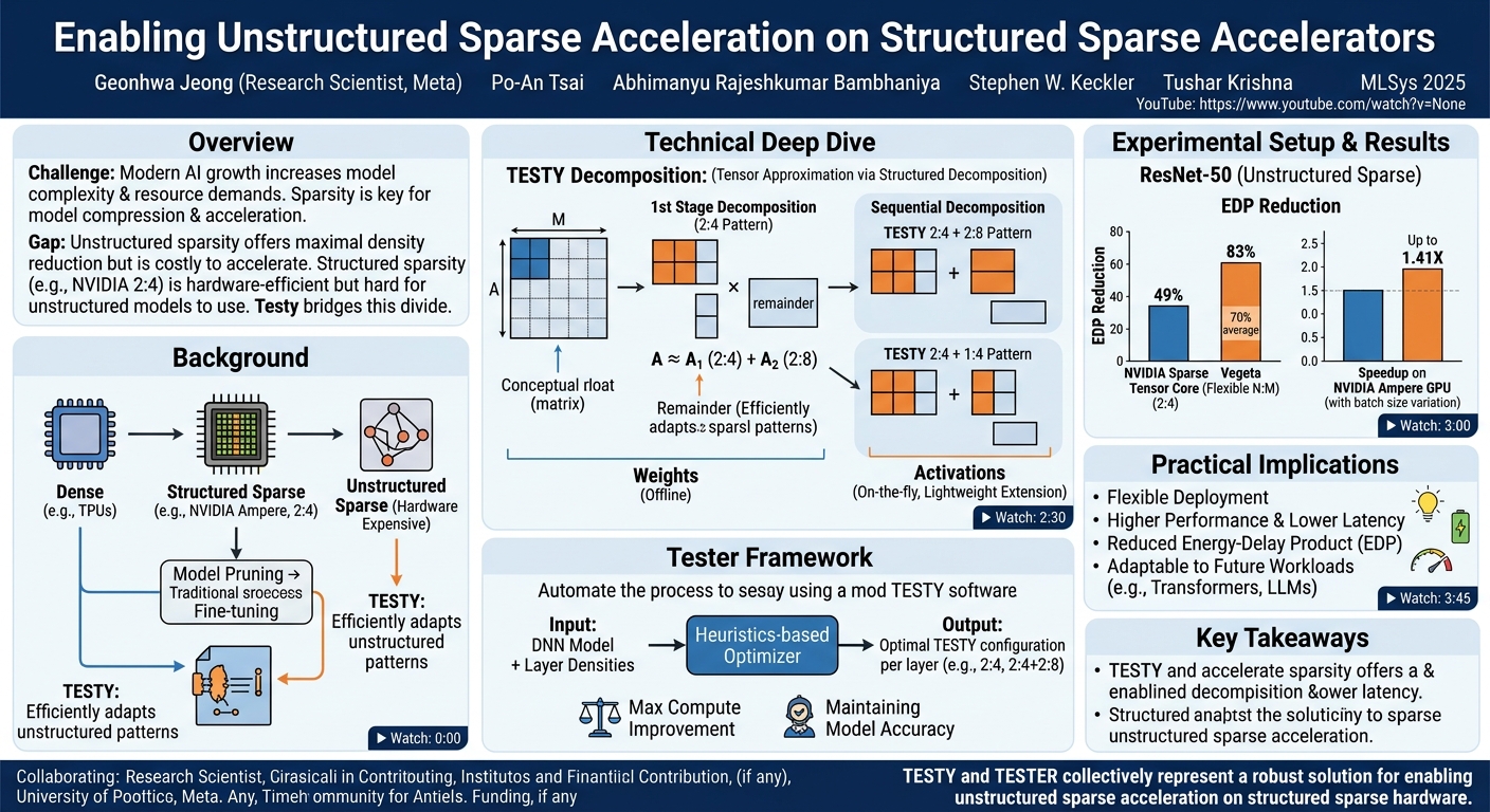 Visual summary for Enabling Unstructured Sparse Acceleration on Structured Sparse Accelerators by Geonhwa Jeong, Po-An Tsai, Abhimanyu Rajeshkumar Bambhaniya, Stephen W. Keckler, Tushar Krishna