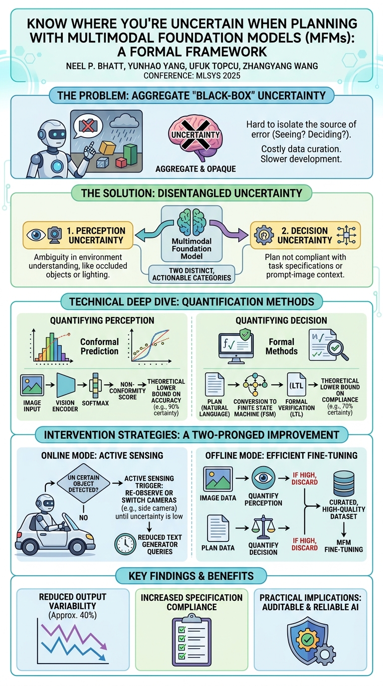 Visual summary for Know Where You're Uncertain When Planning with Multimodal Foundation Models: A Formal Framework by Neel P. Bhatt, Yunhao Yang, Ufuk Topcu, Zhangyang Wang