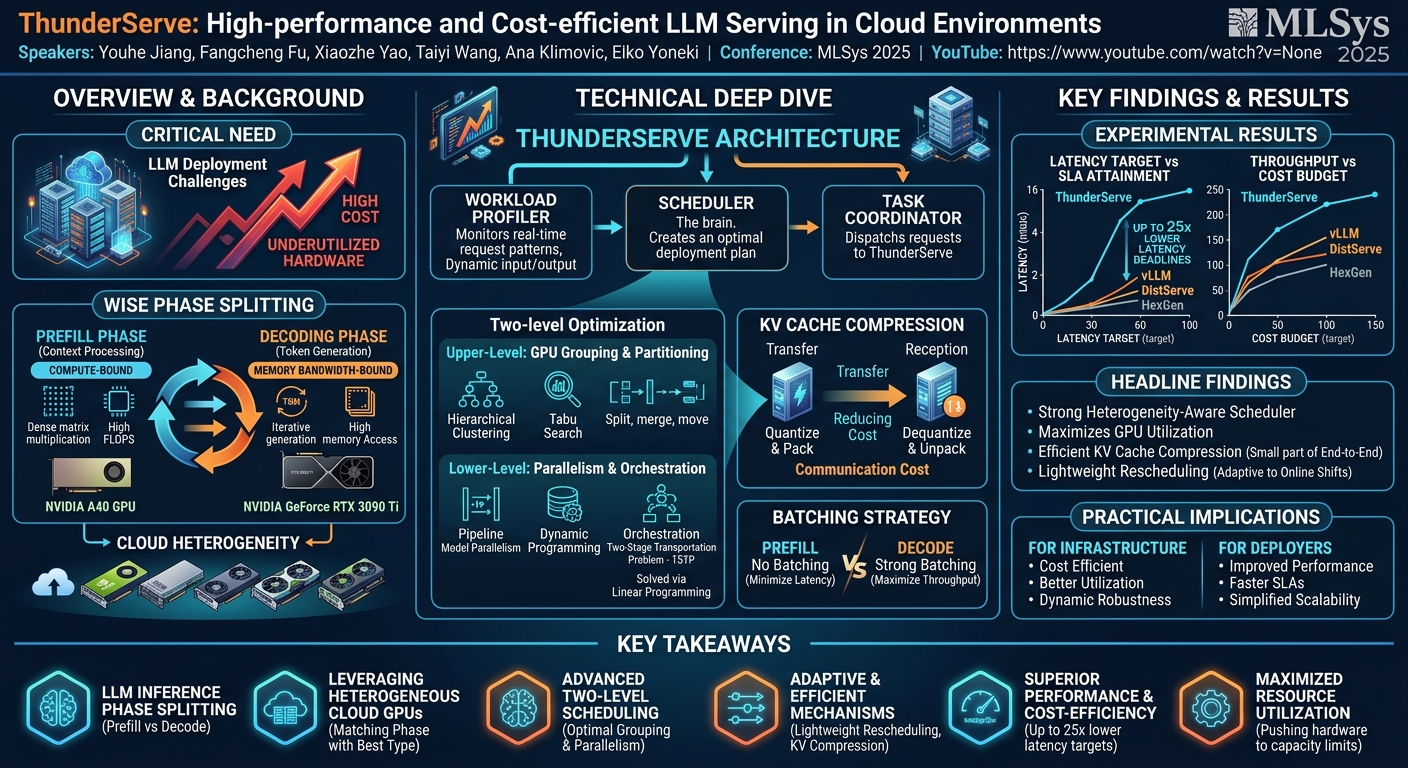 Visual summary for ThunderServe: High-performance and Cost-efficient LLM Serving in Cloud Environments by Youhe Jiang, Fangcheng Fu, Xiaozhe Yao, Taiyi Wang, Ana Klimovic, Eiko Yoneki