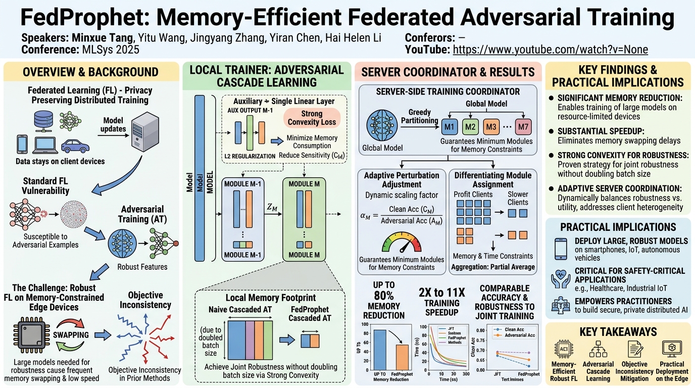 Visual summary for FedProphet: Memory-Efficient Federated Adversarial Training via Robust and Consistent Cascade Learning by Minxue Tang, Yitu Wang, Jingyang Zhang, Yiran Chen, Hai Helen Li