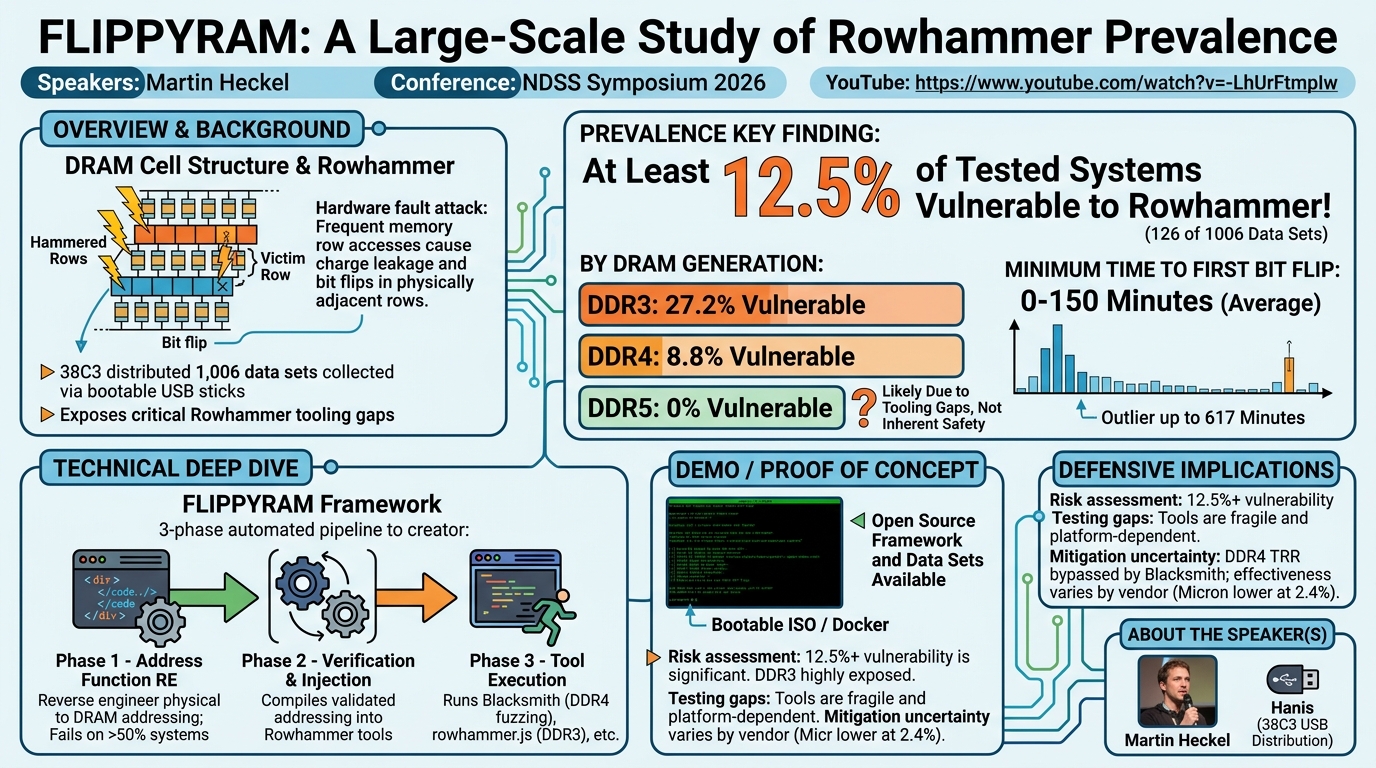 Visual summary for FLIPPYRAM: A Large-Scale Study of Rowhammer Prevalence by Martin Heckel