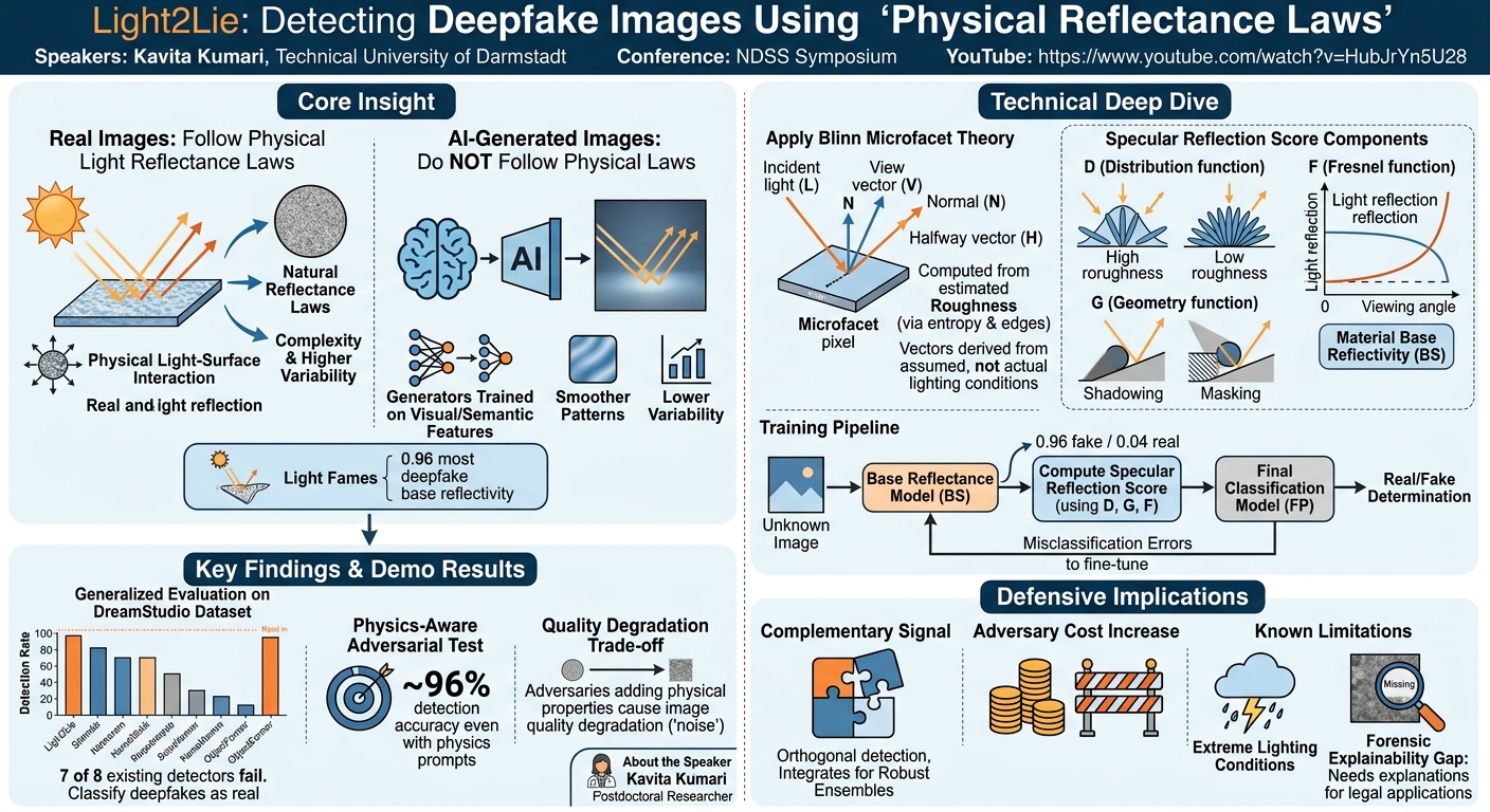 Visual summary for Light2Lie: Detecting Deepfake Images Using Physical Reflectance Laws by Kavita Kumari