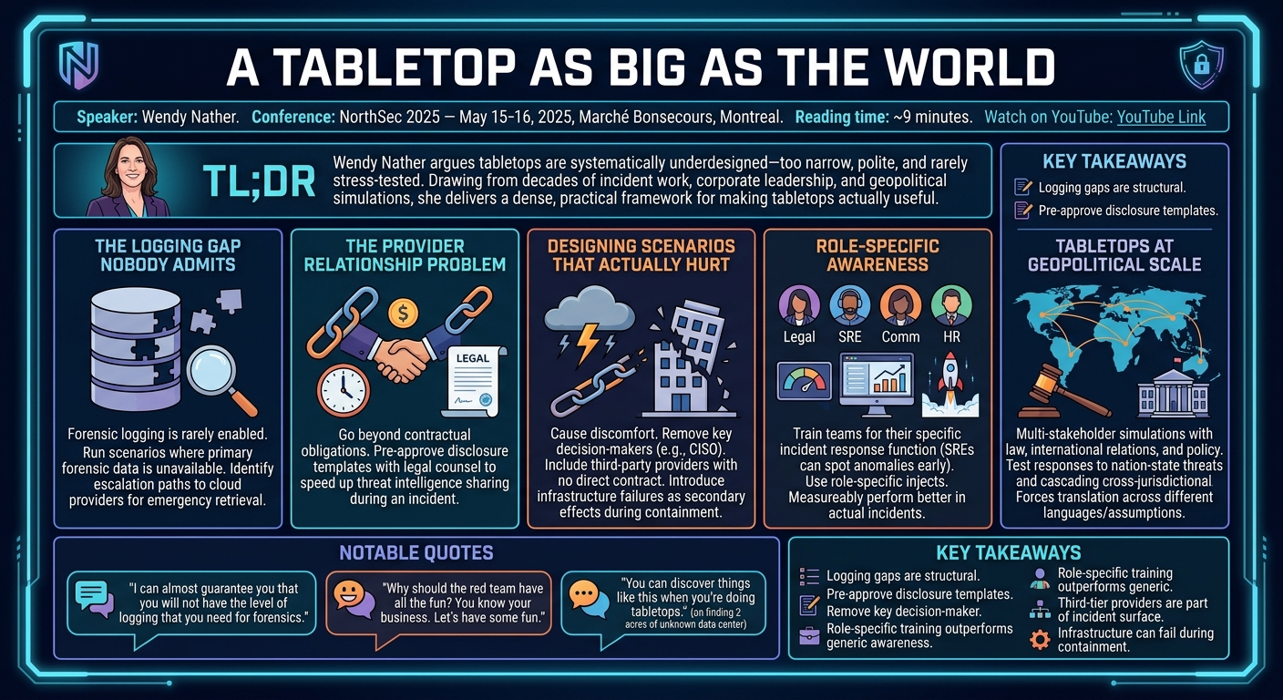 Visual summary for A Tabletop As Big As the World by Wendy Nather