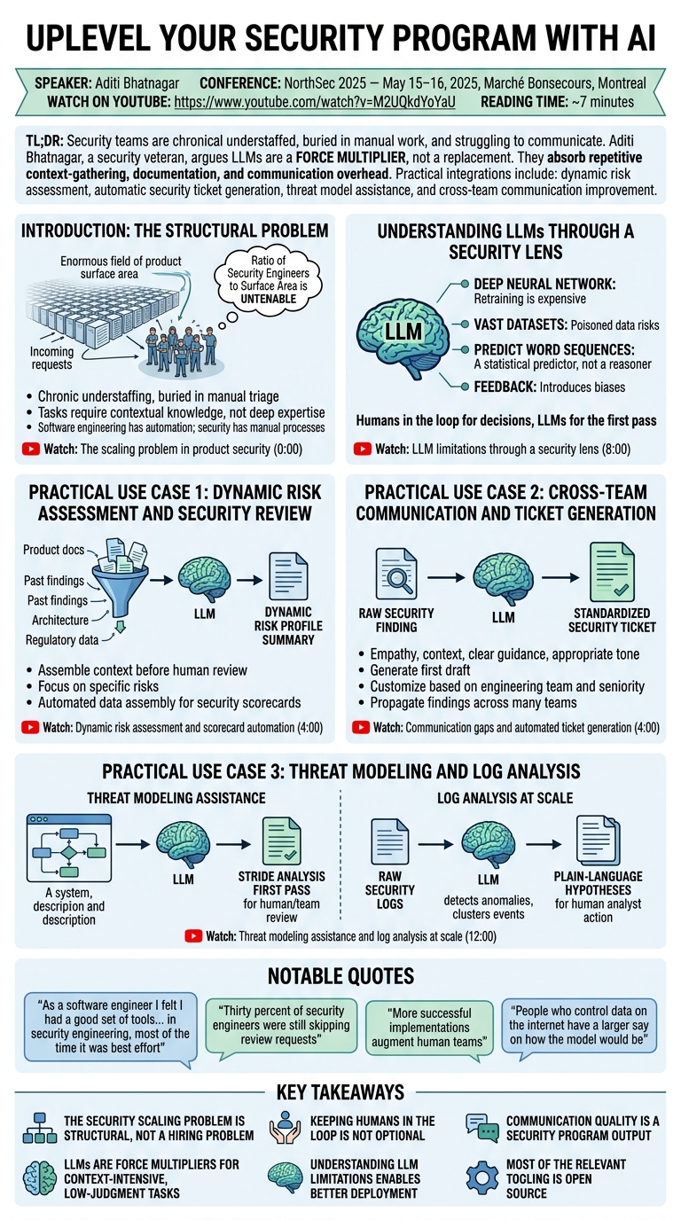 Visual summary for Uplevel your security program with AI by Aditi Bhatnagar