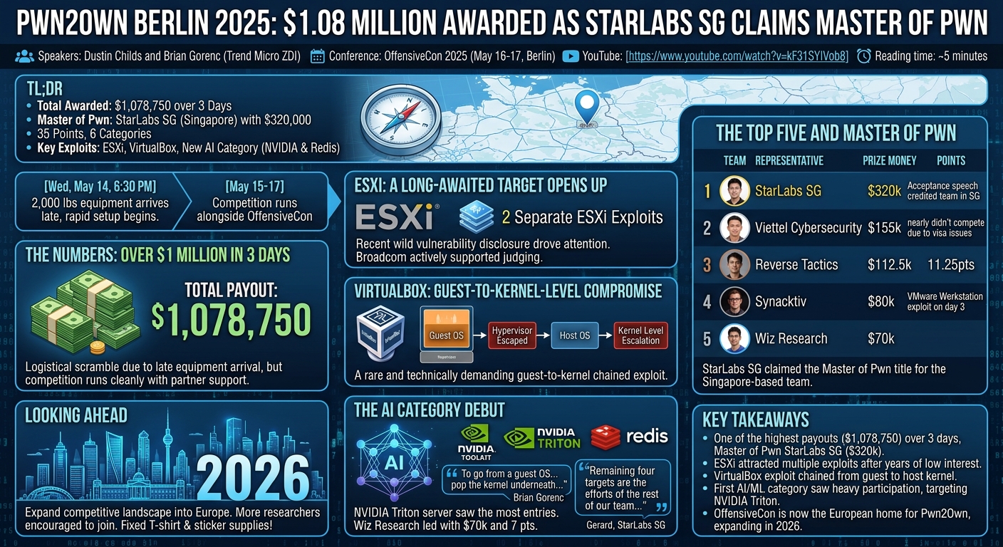 Visual summary for Pwn2Own Winners Announcement by OffensiveCon Staff