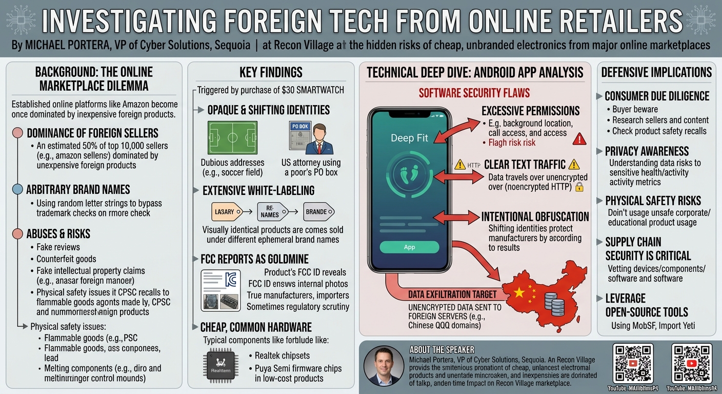 Visual summary for Investigating Foreign Tech from Online Retailers by Michael Portera