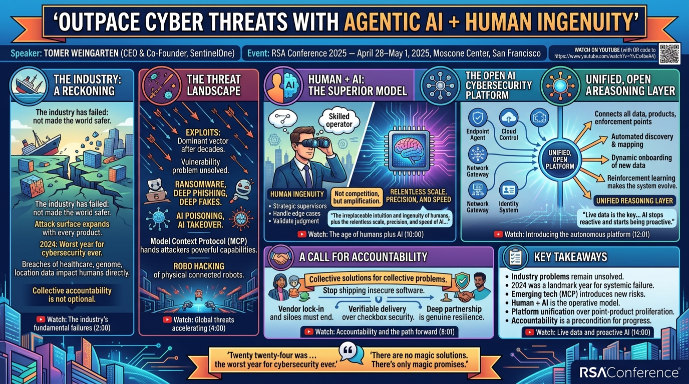 Visual summary for Outpace Cyber Threats with Agentic AI + Human Ingenuity by Tomer Weingarten
