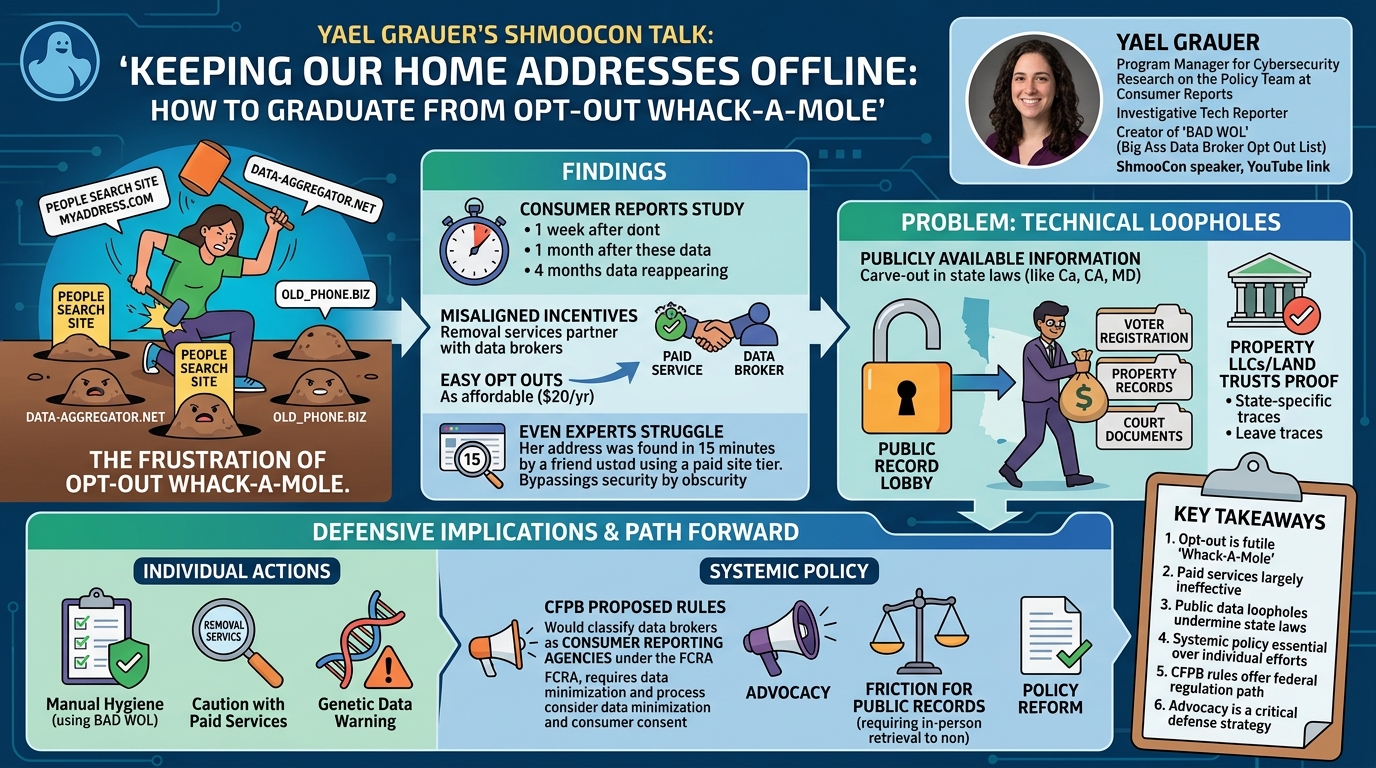 Visual summary for Keeping Our Home Addresses Offline: How To Graduate From Opt-Out Whack-A-Mole by Yael Grauer