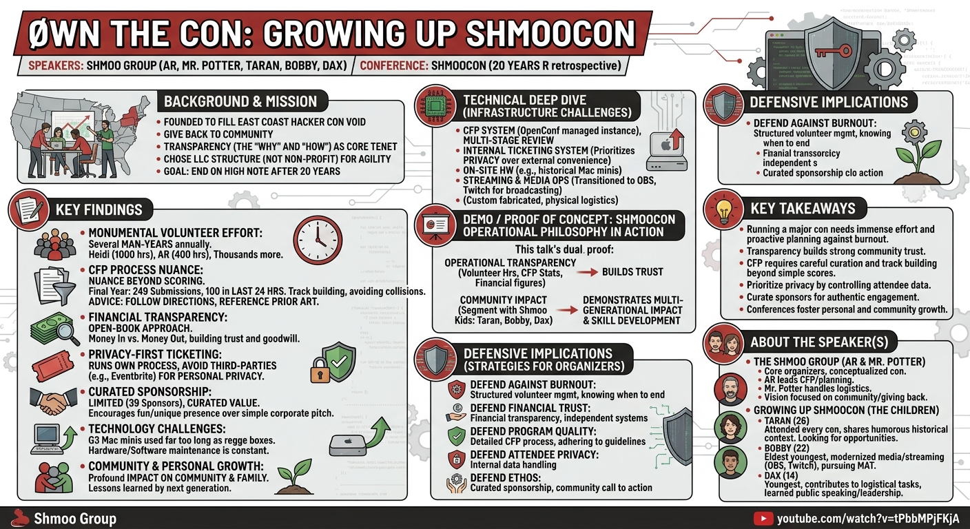 Visual summary for 0wn the Con / Growing Up ShmooCon by Shmoo Group
