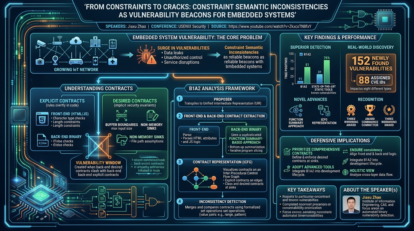 Visual summary for From Constraints to Cracks: Constraint Semantic Inconsistencies as Vulnerability Beacons for Embedded Systems by Jiaxu Zhao