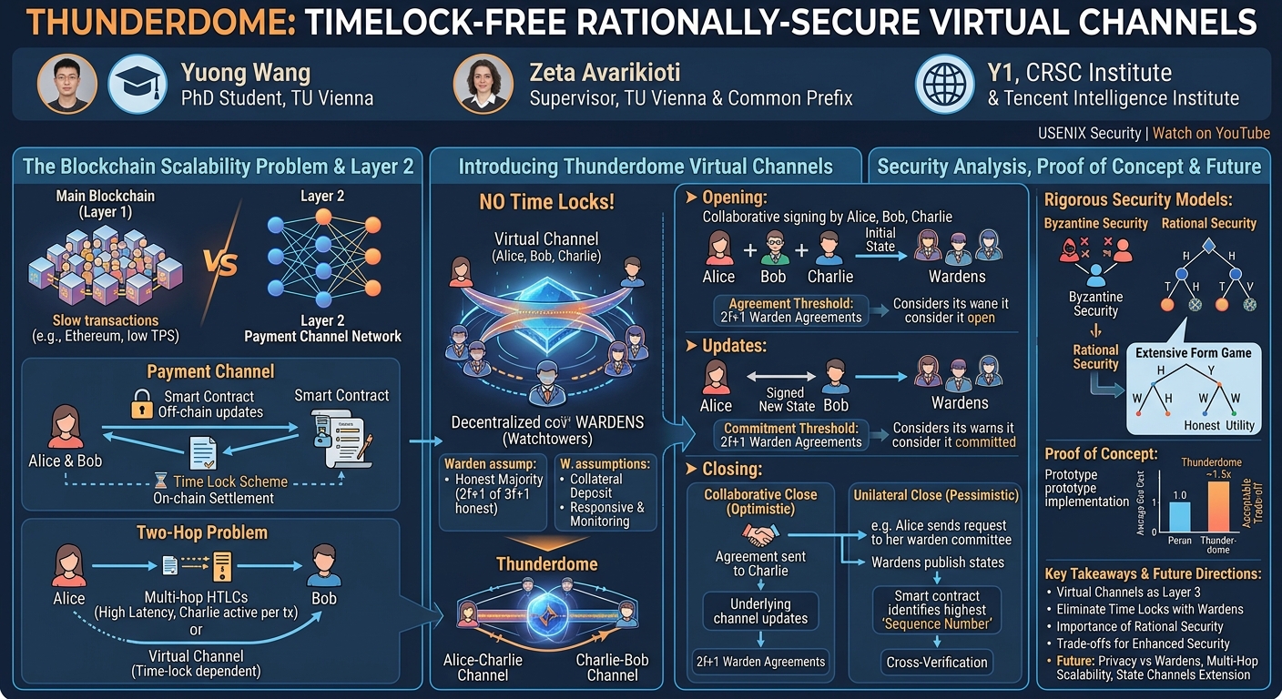 Visual summary for Thunderdome: Timelock-Free Rationally-Secure Virtual Channels by Zeta Avarikioti