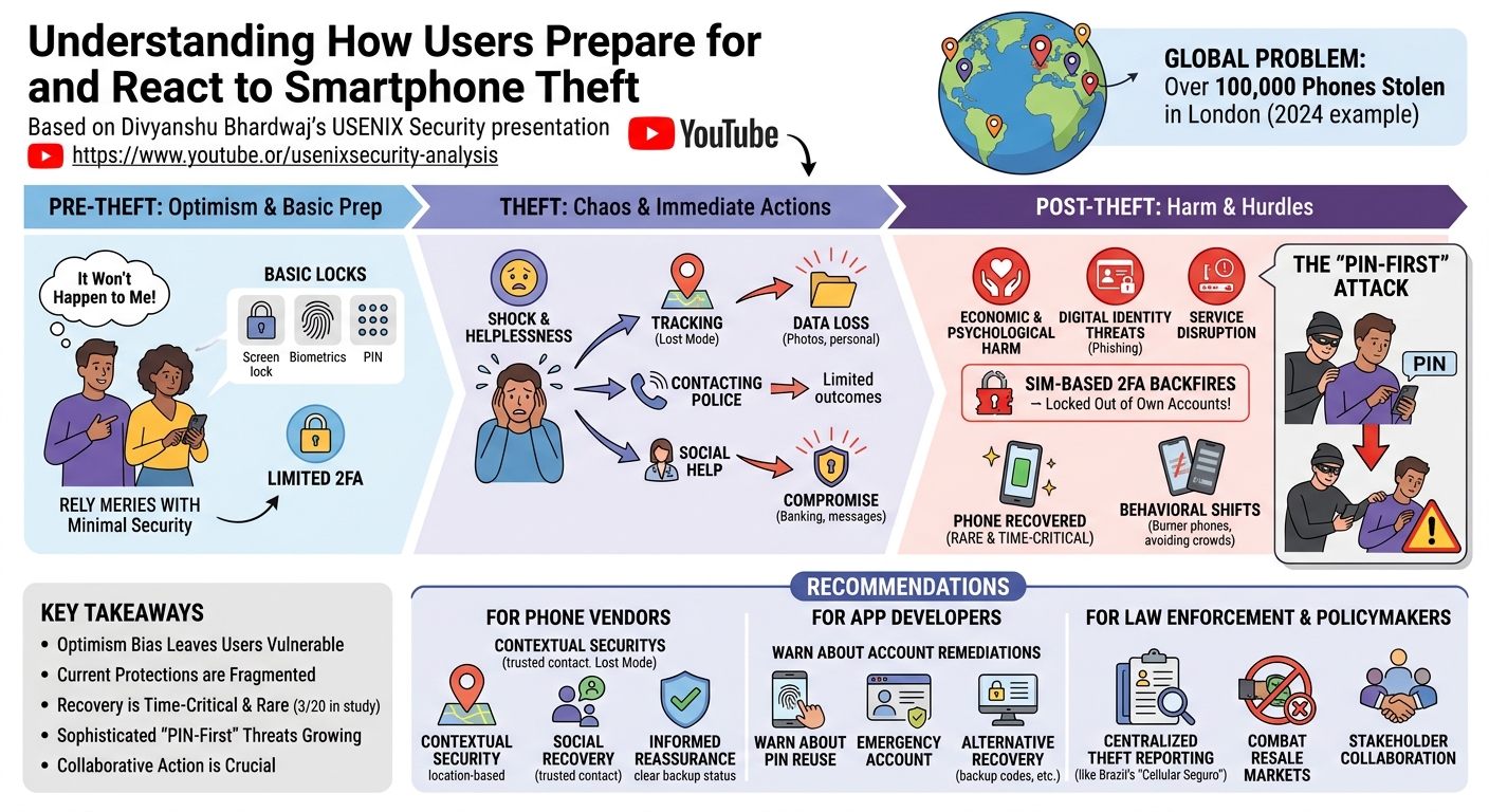 Visual summary for Understanding How Users Prepare for and React to Smartphone Theft by Divyanshu Bhardwaj