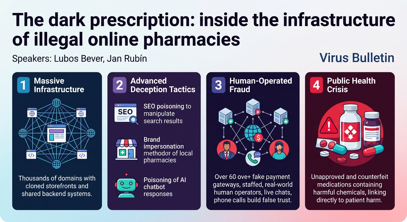 Visual summary for The dark prescription: inside the infrastructure of illegal online pharmacies by Lubos Bever, Jan Rubín
