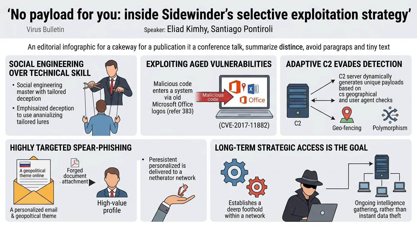 Visual summary for No payload for you: inside Sidewinder's selective exploitation strategy by Eliad Kimhy, Santiago Pontiroli