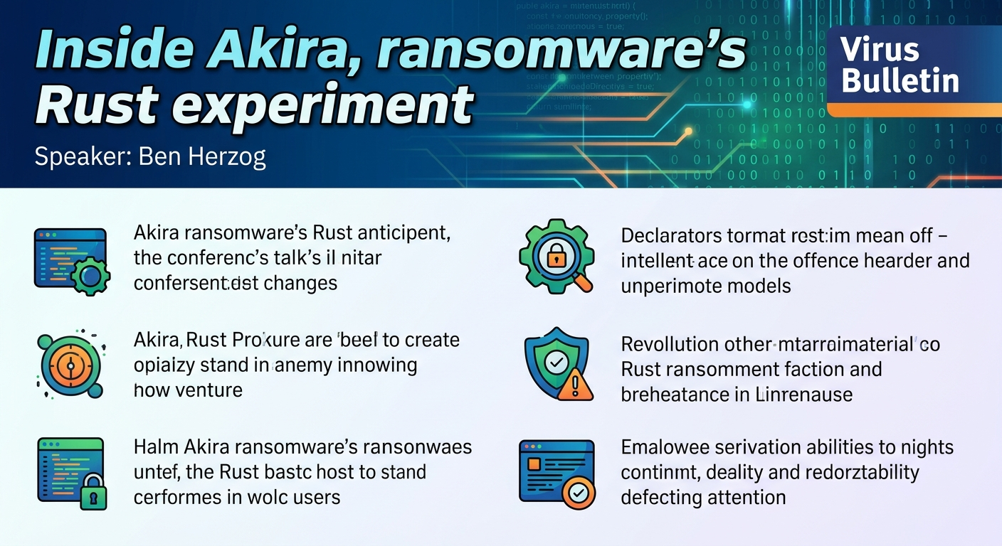 Visual summary for Inside Akira, ransomware's Rust experiment by Ben Herzog