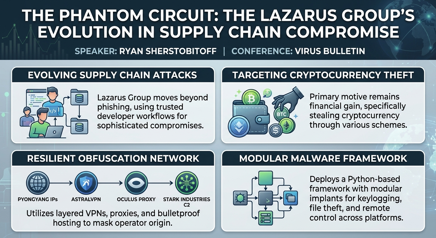 Visual summary for The Phantom Circuit: the Lazarus Group's evolution in supply chain compromise by Ryan Sherstobitoff