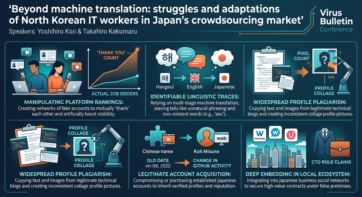 Visual summary for Beyond machine translation: struggles and adaptations of North Korean IT workers in Japan's crowdsourcing market by Yoshihiro Kori, Takahiro Kakumaru