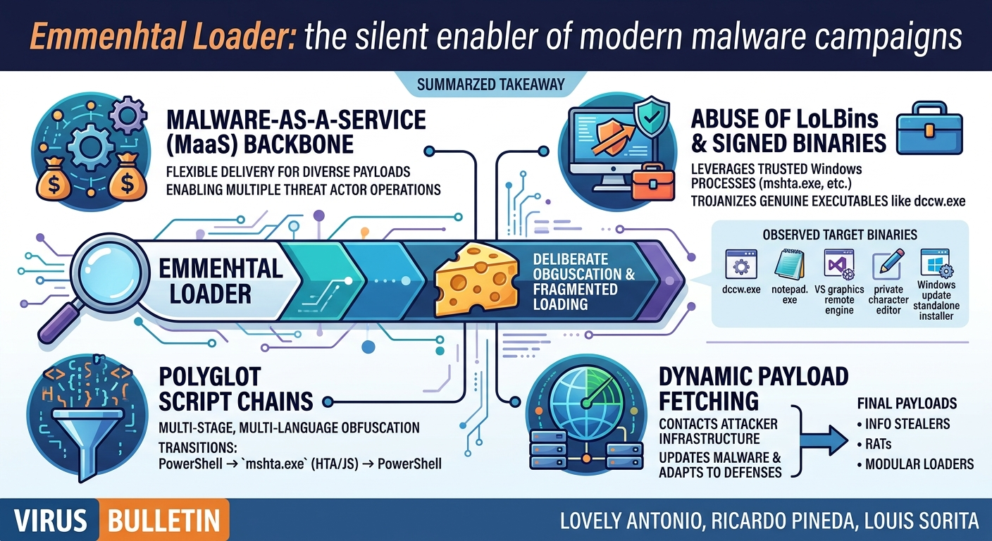 Visual summary for Emmenhtal Loader: the silent enabler of modern malware campaigns by Lovely Antonio, Ricardo Pineda, Louis Sorita