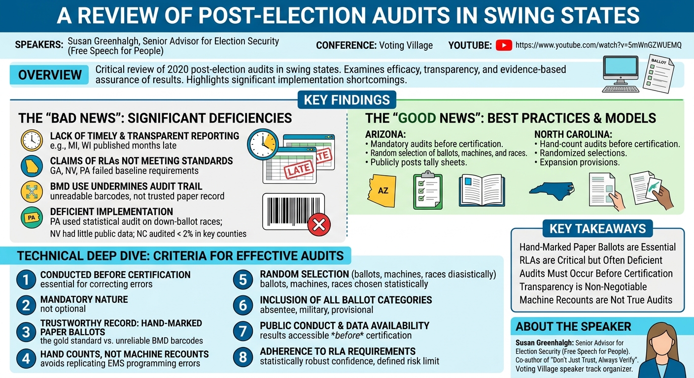 Visual summary for A Review of Post Election Audits in Swing States by Susan Greenhalgh